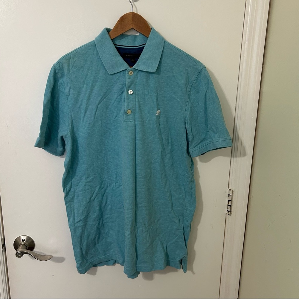Banana Republic Men’s Polo Shirt Aqua Blue Short Sleeve Classic Casual Large